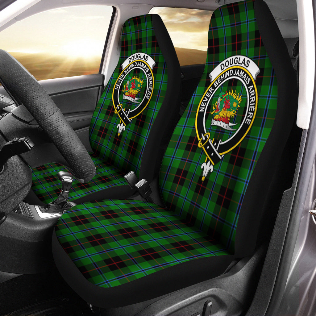 Douglas Black Tartan Car Seat Cover with Family Crest One Size - Tartanvibesclothing