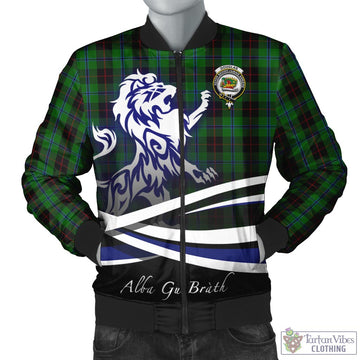 Douglas Black Tartan Bomber Jacket with Alba Gu Brath Regal Lion Emblem