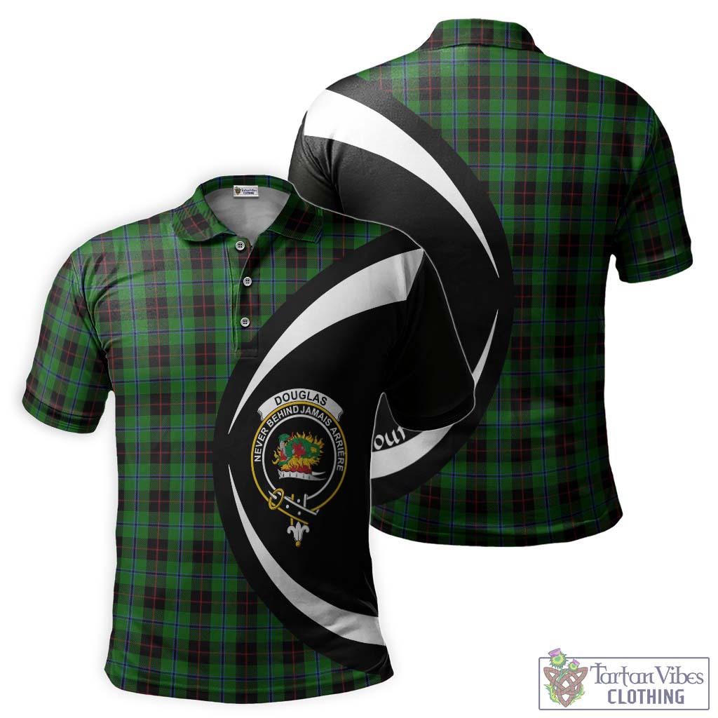 Douglas Black Tartan Men's Polo Shirt with Family Crest Circle Style Kid - Tartan Vibes Clothing