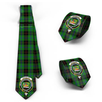 Douglas Black Tartan Classic Necktie with Family Crest