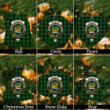 Douglas Black Tartan Christmas Ceramic Ornaments with Family Crest