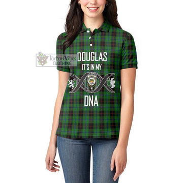 Douglas Black Tartan Women's Polo Shirt with Family Crest DNA In Me Style