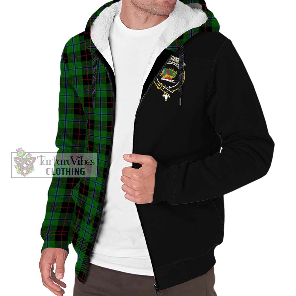 Douglas Black Tartan Sherpa Hoodie with Family Crest and Half Of Me Style Unisex S - Tartanvibesclothing Shop