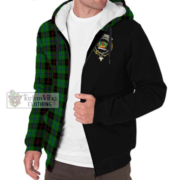 Douglas Black Tartan Sherpa Hoodie with Family Crest and Half Of Me Style