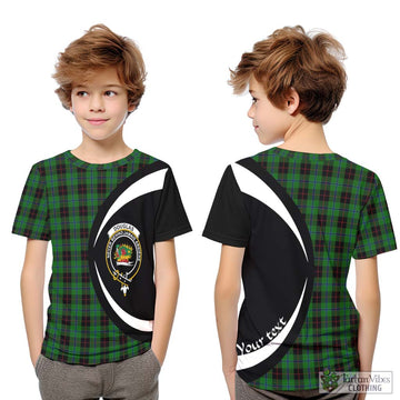 Douglas Black Tartan Kid T-Shirt with Family Crest Circle Style