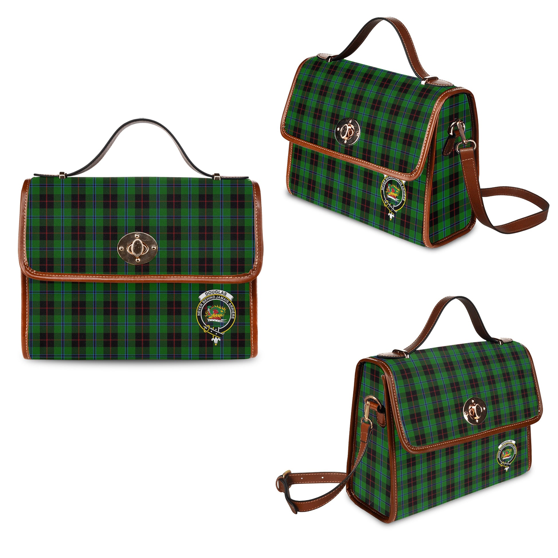 douglas-black-tartan-leather-strap-waterproof-canvas-bag-with-family-crest