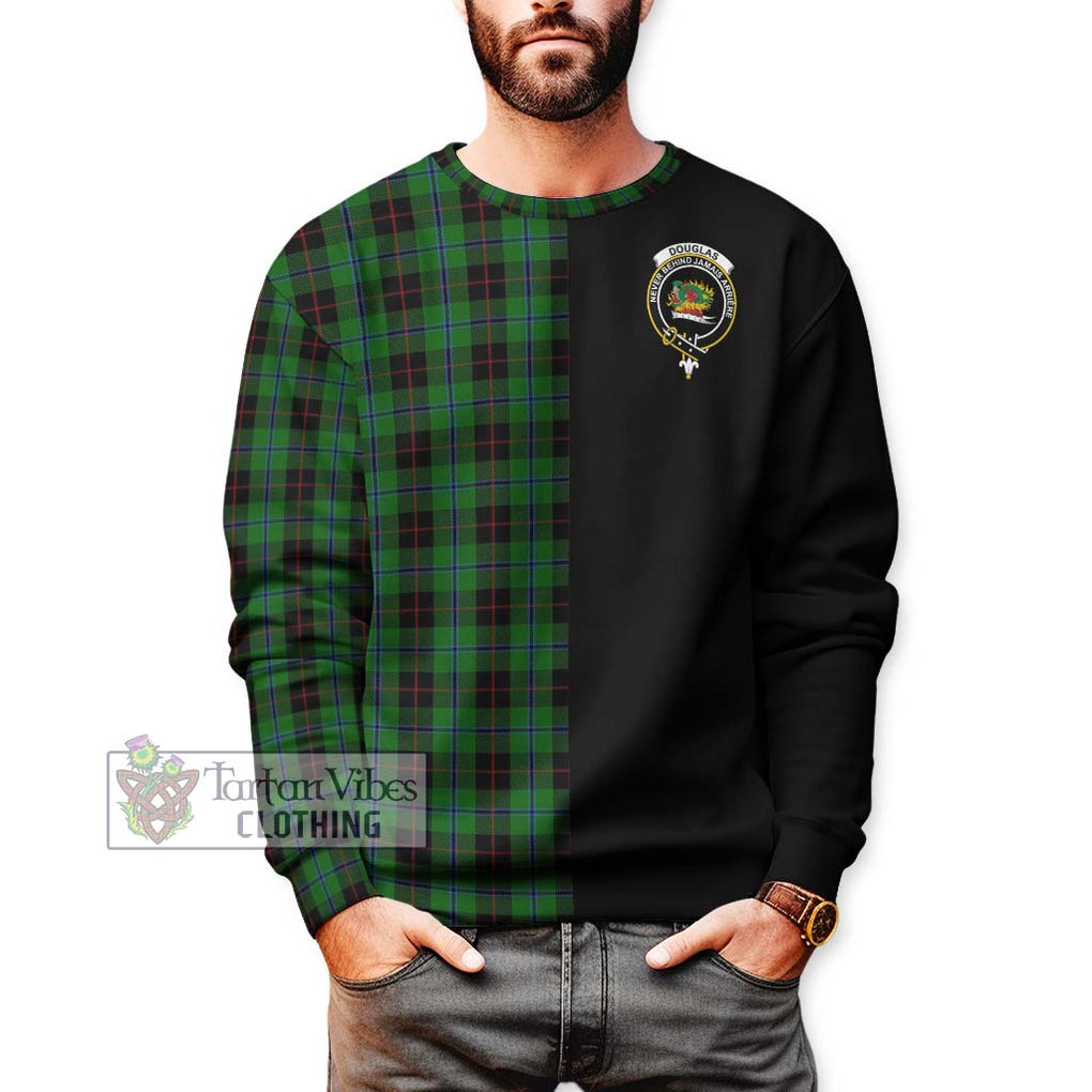 Douglas Black Tartan Sweatshirt with Family Crest and Half Of Me Style Unisex - Tartanvibesclothing Shop