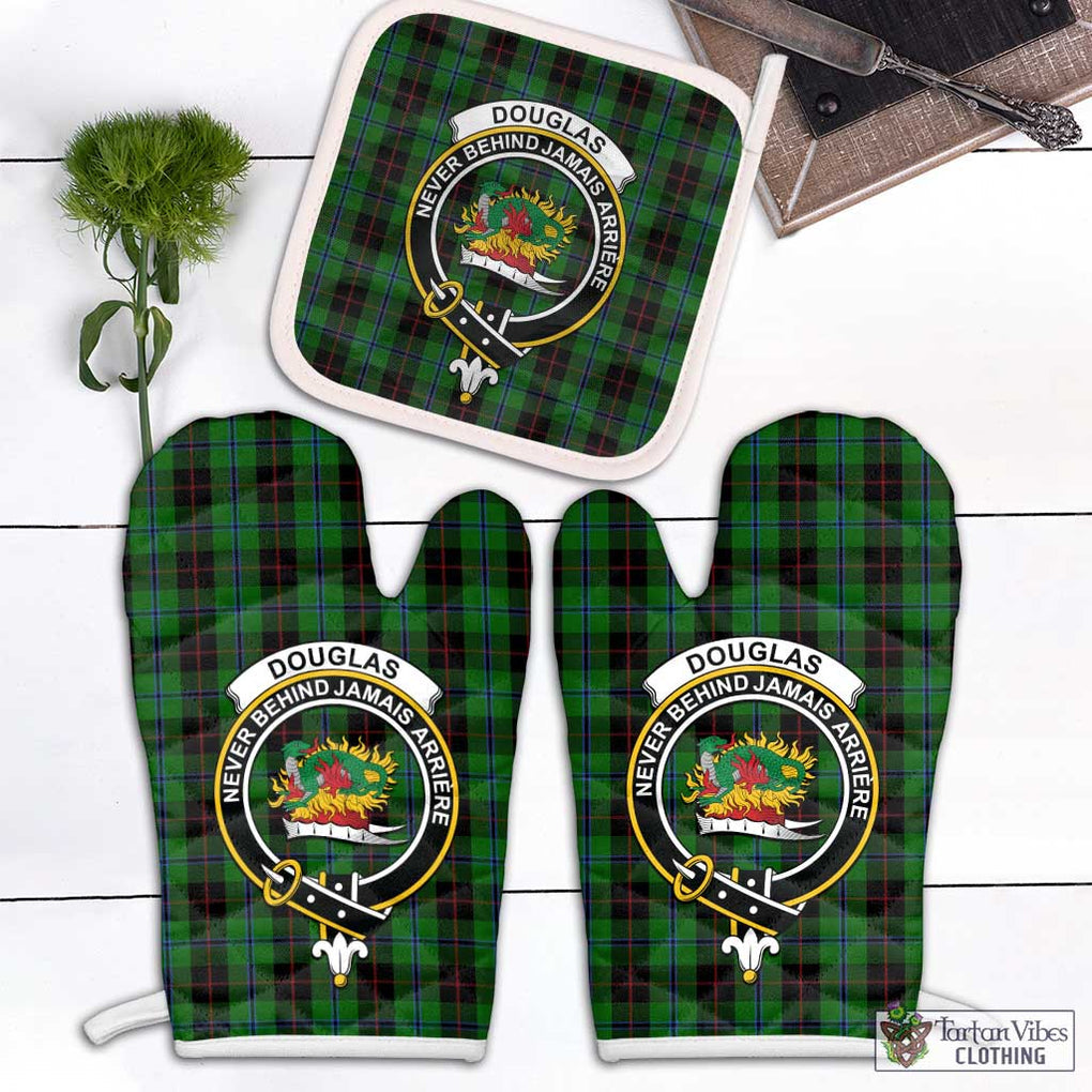 Douglas Black Tartan Combo Oven Mitt & Pot-Holder with Family Crest Combo 1 Oven Mitt & 1 Pot-Holder White - Tartan Vibes Clothing