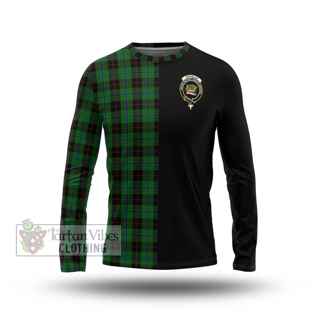 Douglas Black Tartan Long Sleeve T-Shirt with Family Crest and Half Of Me Style Unisex - Tartanvibesclothing Shop