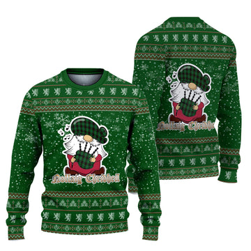 Douglas Black Clan Christmas Family Ugly Sweater with Funny Gnome Playing Bagpipes