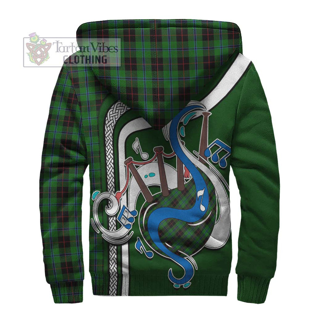 Douglas Black Tartan Sherpa Hoodie with Epic Bagpipe Style - Tartanvibesclothing Shop