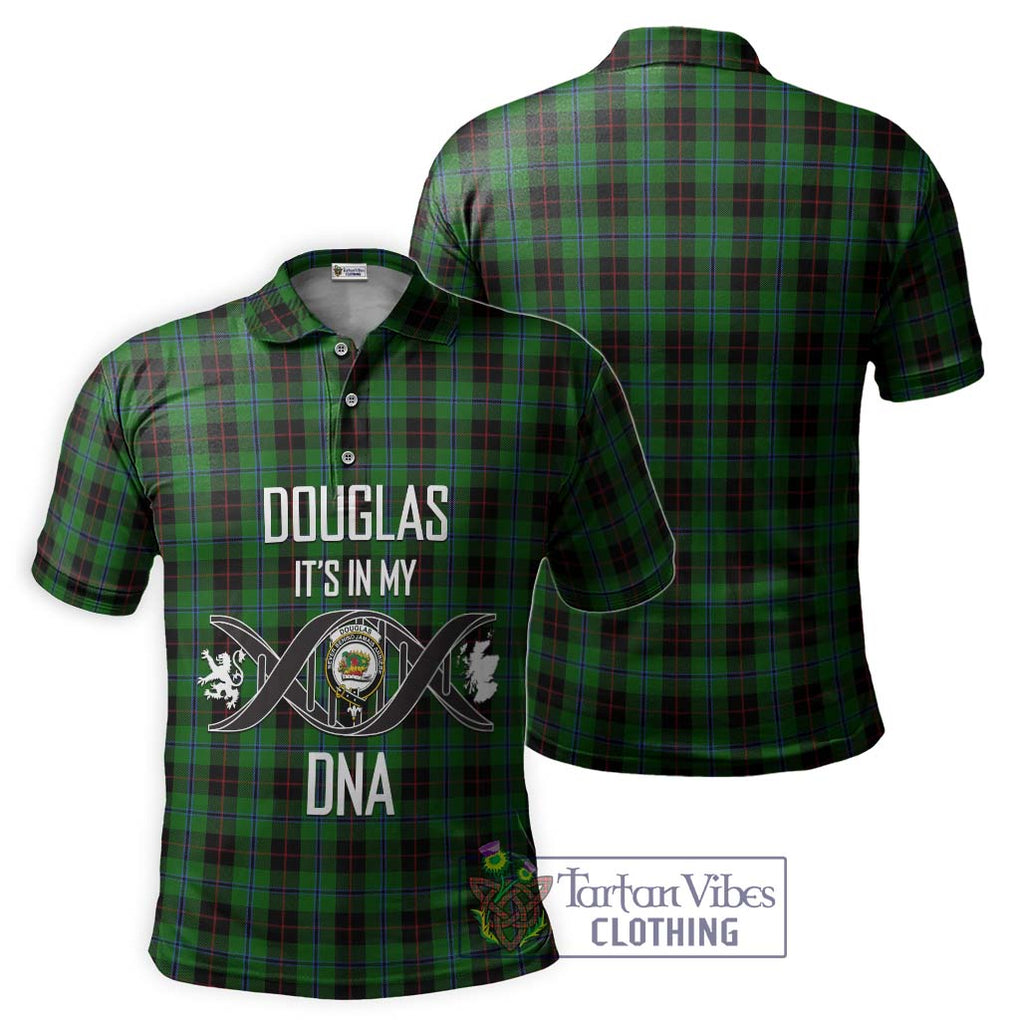 Douglas Black Tartan Polo Shirt with Family Crest DNA In Me Style - Tartanvibesclothing Shop