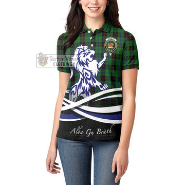 Douglas Black Tartan Women's Polo Shirt with Alba Gu Brath Regal Lion Emblem