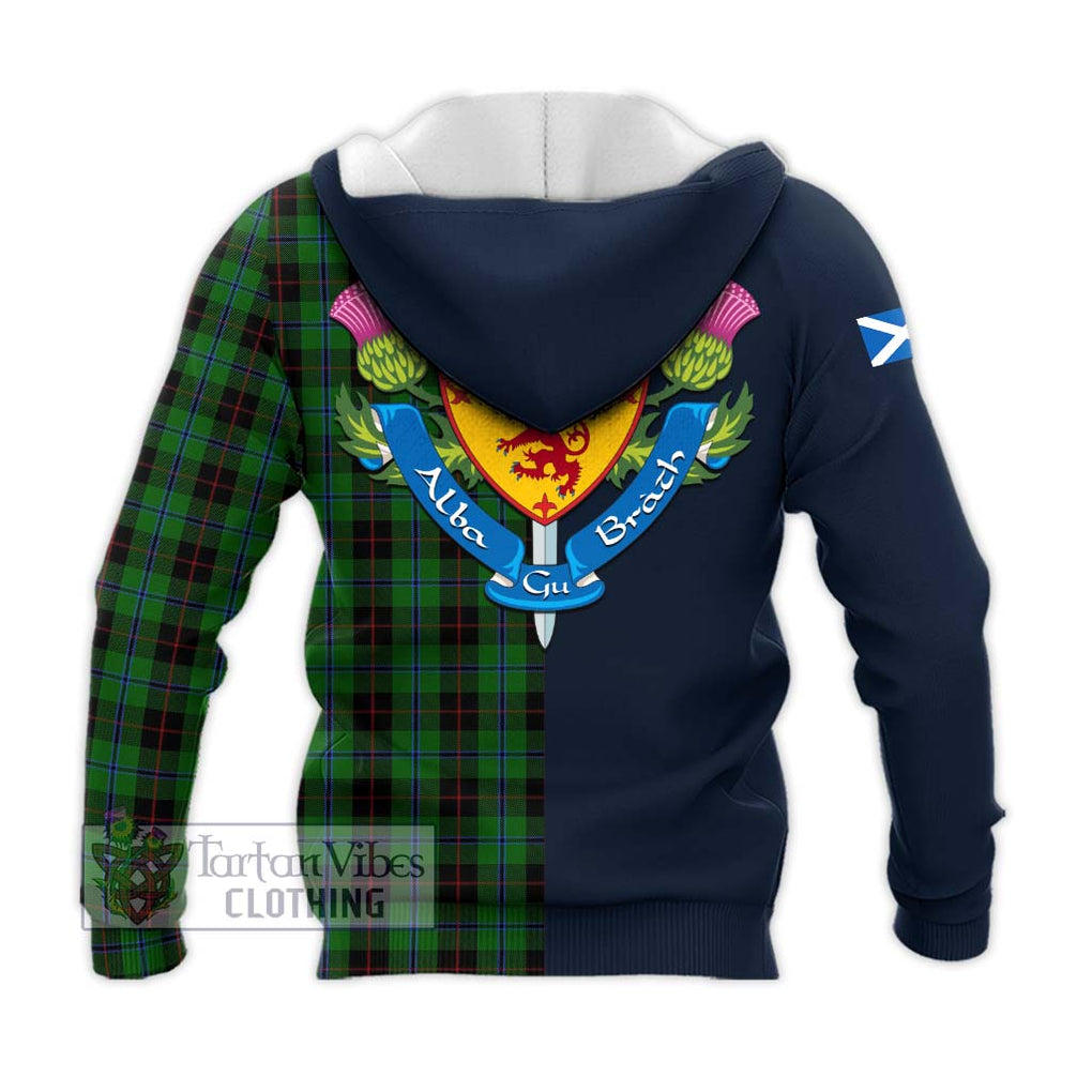 Tartan Vibes Clothing Douglas Black Tartan Knitted Hoodie with Scottish Lion Royal Arm Half Style