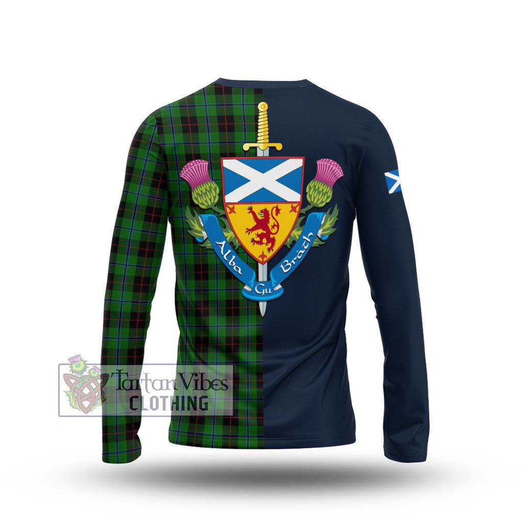 Tartan Vibes Clothing Douglas Black Tartan Long Sleeve T-Shirt with Scottish Lion Royal Arm Half Style