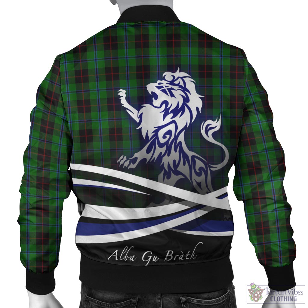 Tartan Vibes Clothing Douglas Black Tartan Bomber Jacket with Alba Gu Brath Regal Lion Emblem