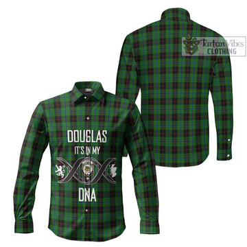 Douglas Black Tartan Long Sleeve Button Shirt with Family Crest DNA In Me Style