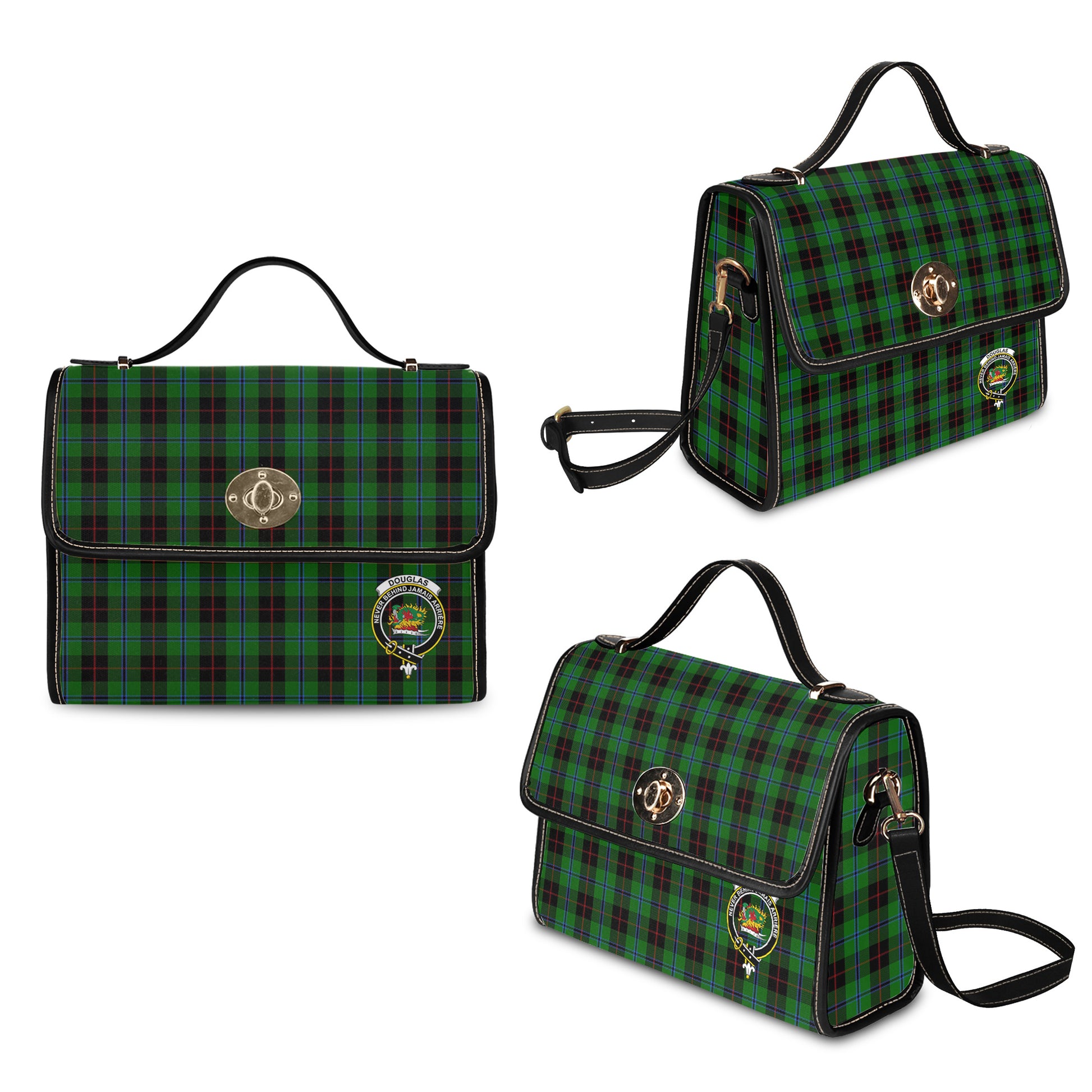 douglas-black-tartan-leather-strap-waterproof-canvas-bag-with-family-crest