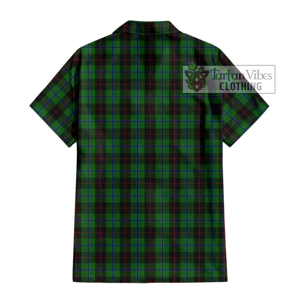 Douglas Black Tartan Short Sleeve Button Shirt with Family Crest DNA In Me Style - Tartanvibesclothing Shop