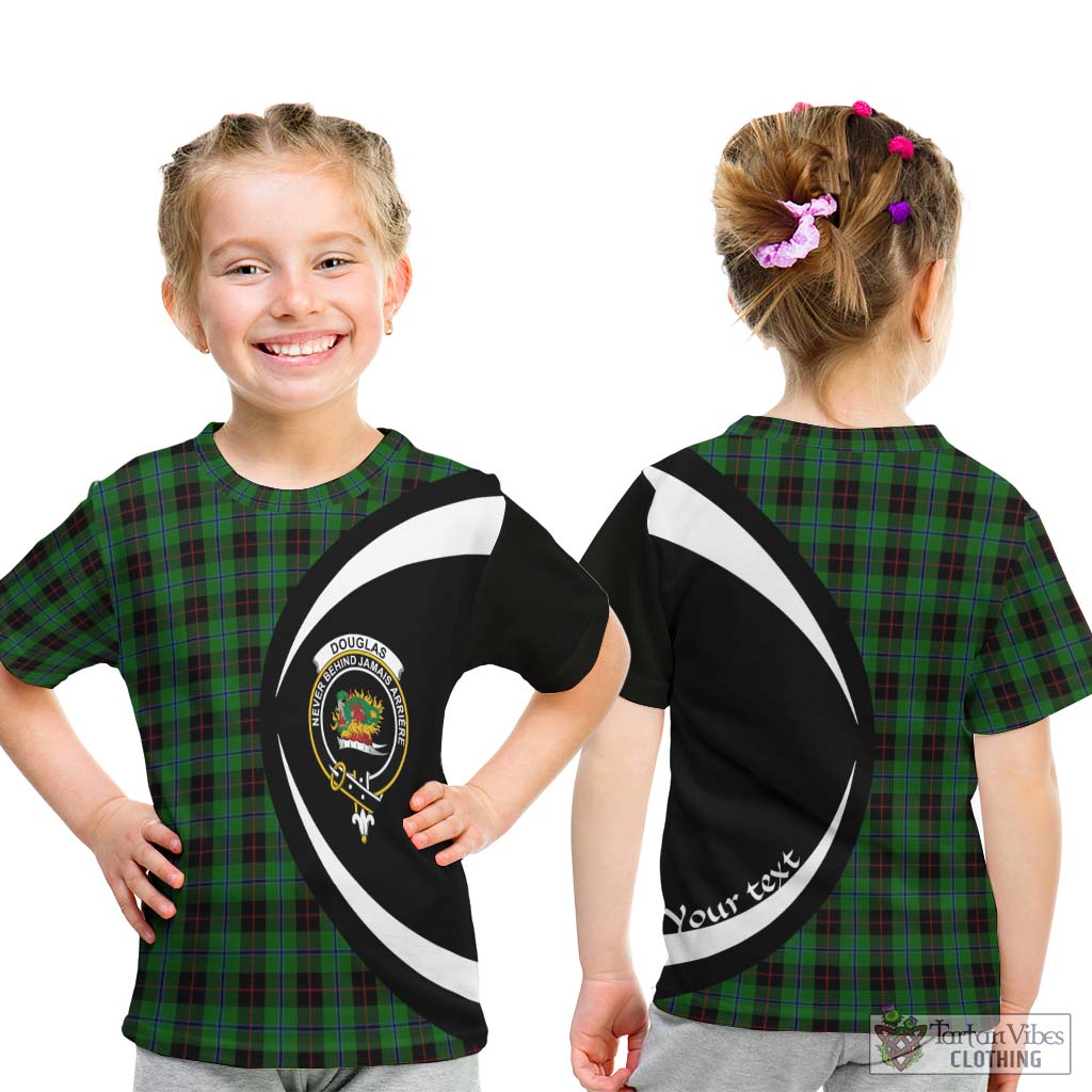 Douglas Black Tartan Kid T-Shirt with Family Crest Circle Style - Tartan Vibes Clothing