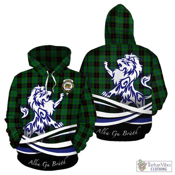 Douglas Black Tartan Hoodie with Alba Gu Brath Regal Lion Emblem