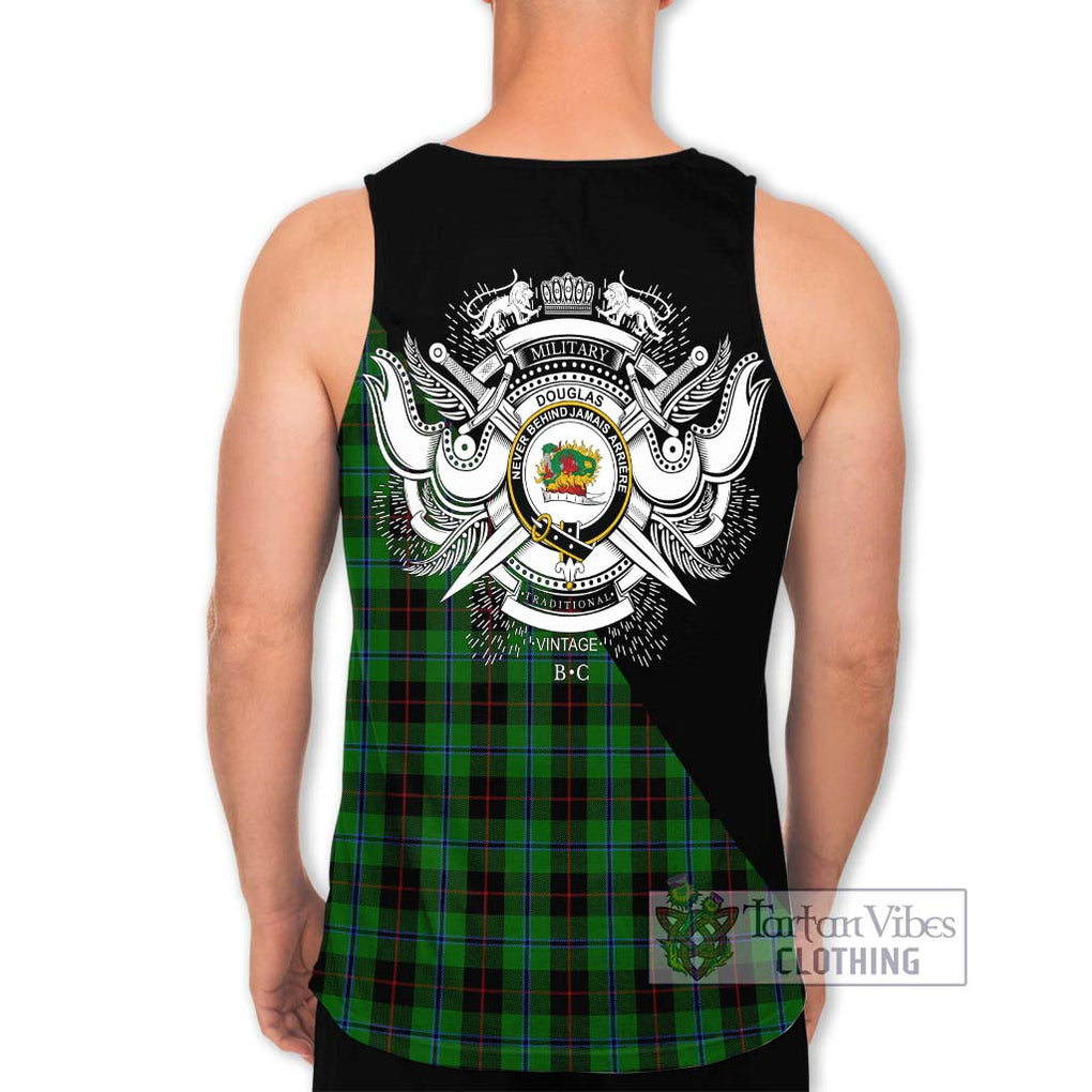 Douglas Black Tartan Men's Tank Top with Family Crest and Military Logo Style - Tartanvibesclothing Shop