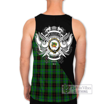 Douglas Black Tartan Men's Tank Top with Family Crest and Military Logo Style