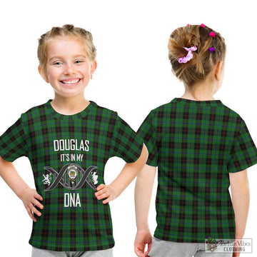 Douglas Black Tartan Kid T-Shirt with Family Crest DNA In Me Style