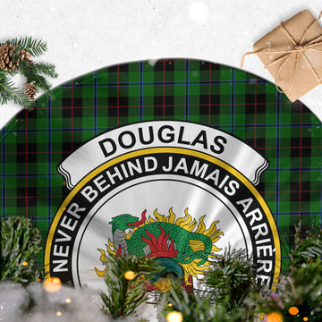 Douglas Black Tartan Christmas Tree Skirt with Family Crest