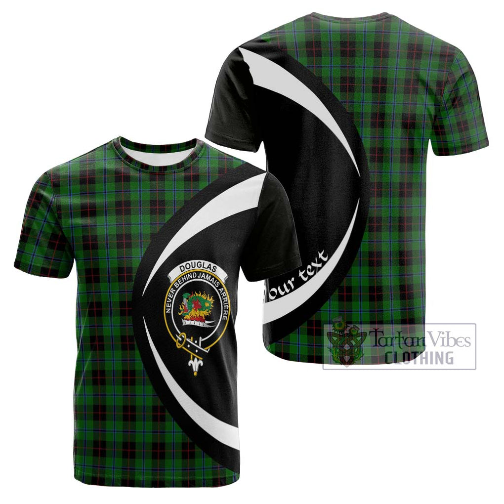 Tartan Vibes Clothing Douglas Black Tartan Cotton T-shirt with Family Crest Circle Style