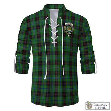 Douglas Black Tartan Men's Scottish Traditional Jacobite Ghillie Kilt Shirt with Family Crest