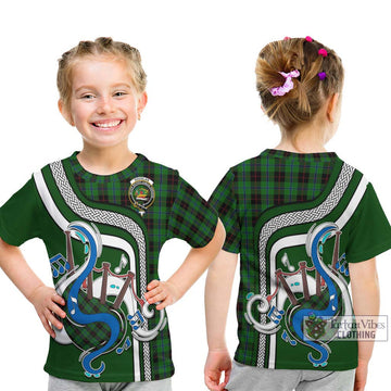 Douglas Black Tartan Kid T-Shirt with Epic Bagpipe Style