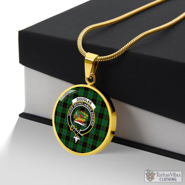 Douglas Black Tartan Circle Necklace with Family Crest