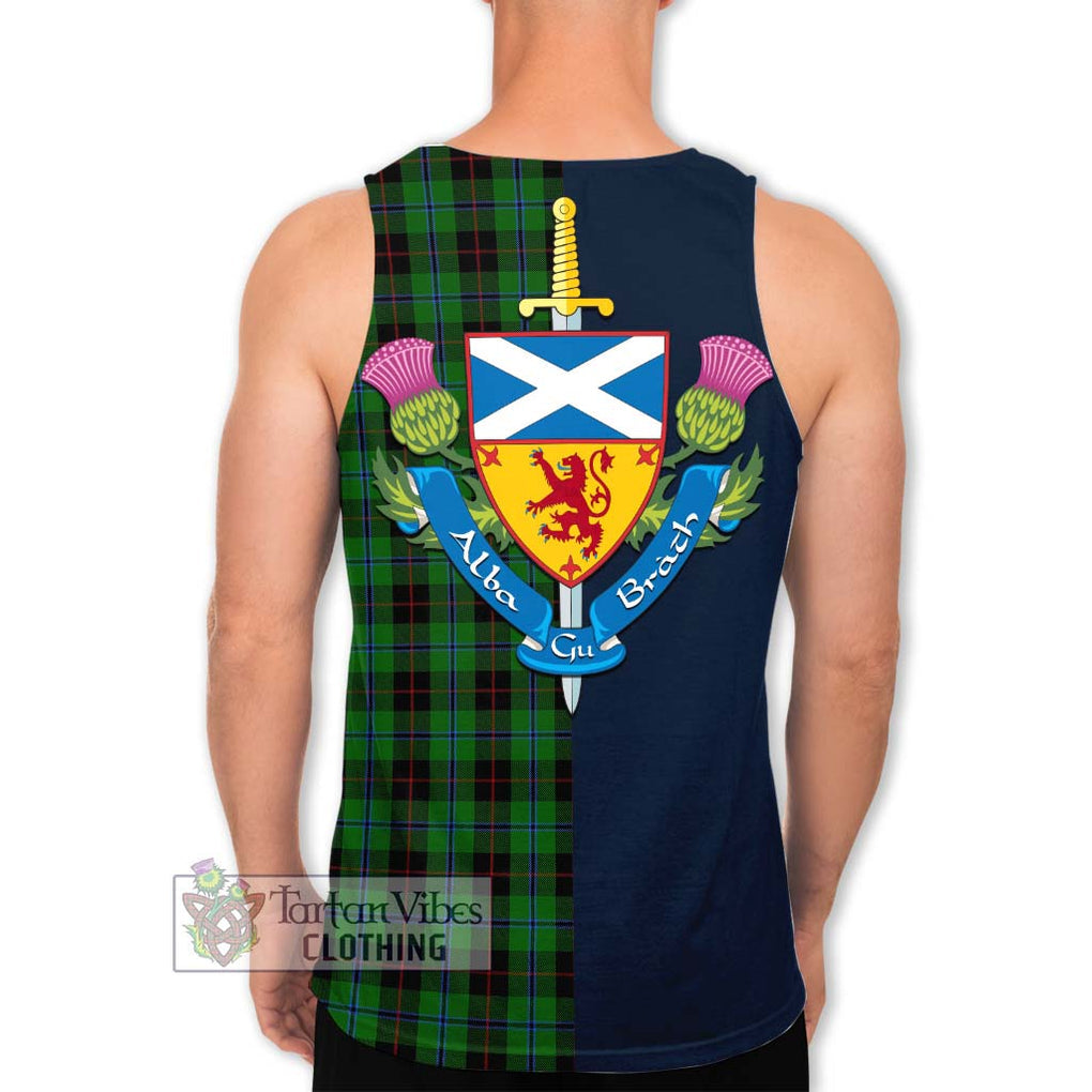 Tartan Vibes Clothing Douglas Black Tartan Men's Tank Top with Scottish Lion Royal Arm Half Style