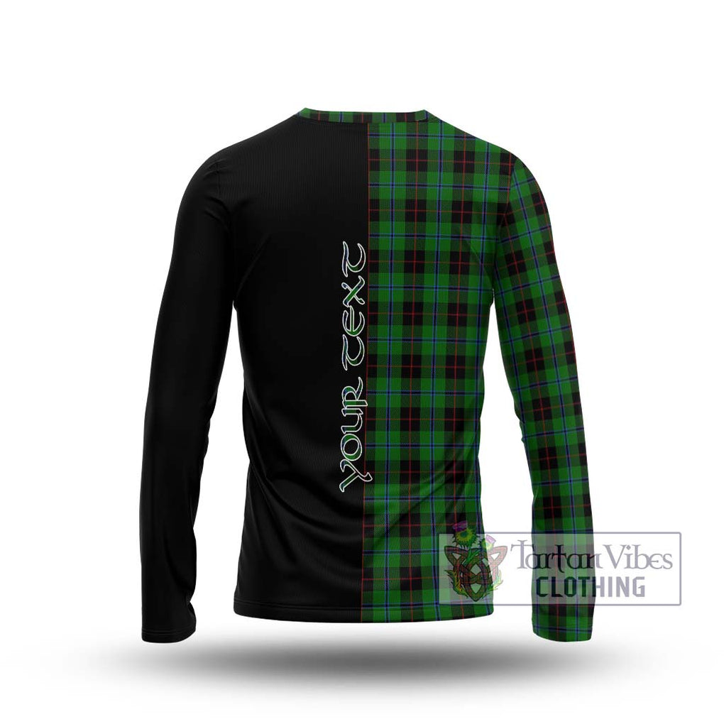 Douglas Black Tartan Long Sleeve T-Shirt with Family Crest and Half Of Me Style - Tartanvibesclothing Shop