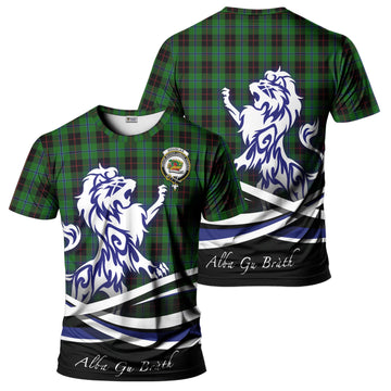 Douglas Black Tartan T-Shirt with Alba Gu Brath Regal Lion Emblem