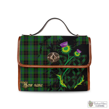 Douglas Black Tartan Waterproof Canvas Bag with Scotland Map and Thistle Celtic Accents