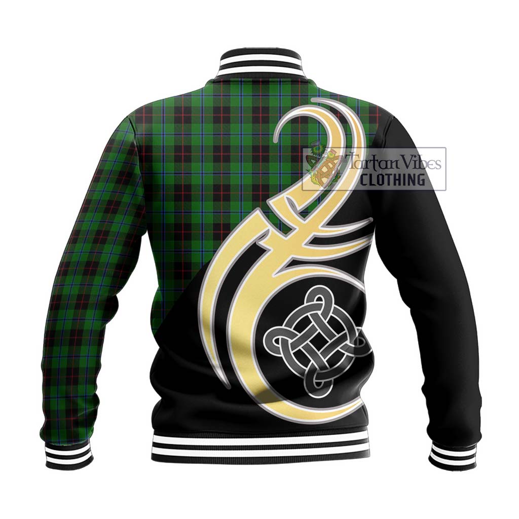 Douglas Black Tartan Baseball Jacket with Family Crest and Celtic Symbol Style - Tartan Vibes Clothing