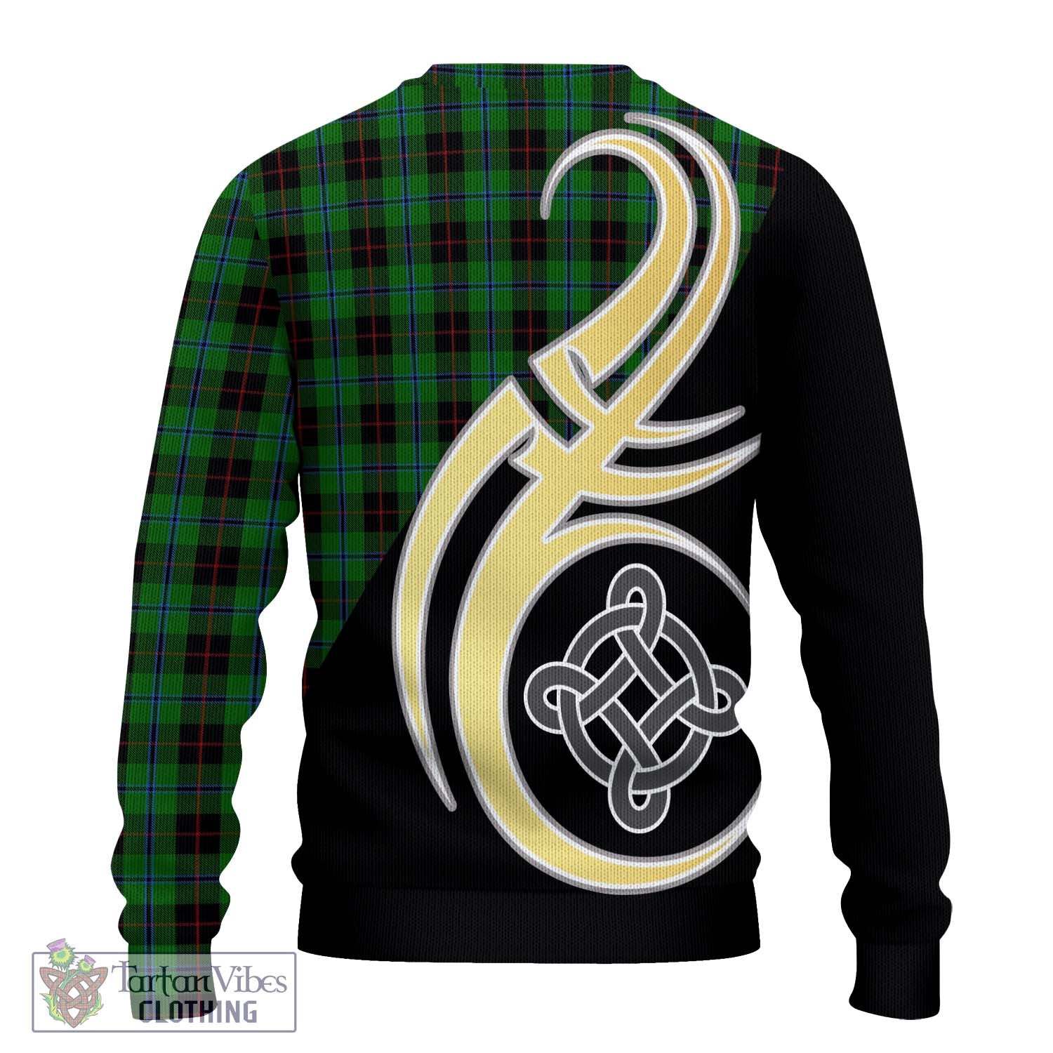 Douglas Black Tartan Knitted Sweater with Family Crest and Celtic Symbol Style - Tartan Vibes Clothing