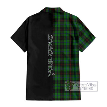 Douglas Black Tartan Short Sleeve Button Shirt with Family Crest and Half Of Me Style