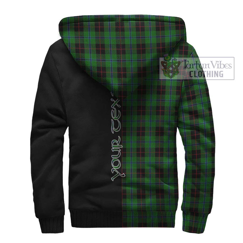 Douglas Black Tartan Sherpa Hoodie with Family Crest and Half Of Me Style - Tartanvibesclothing Shop