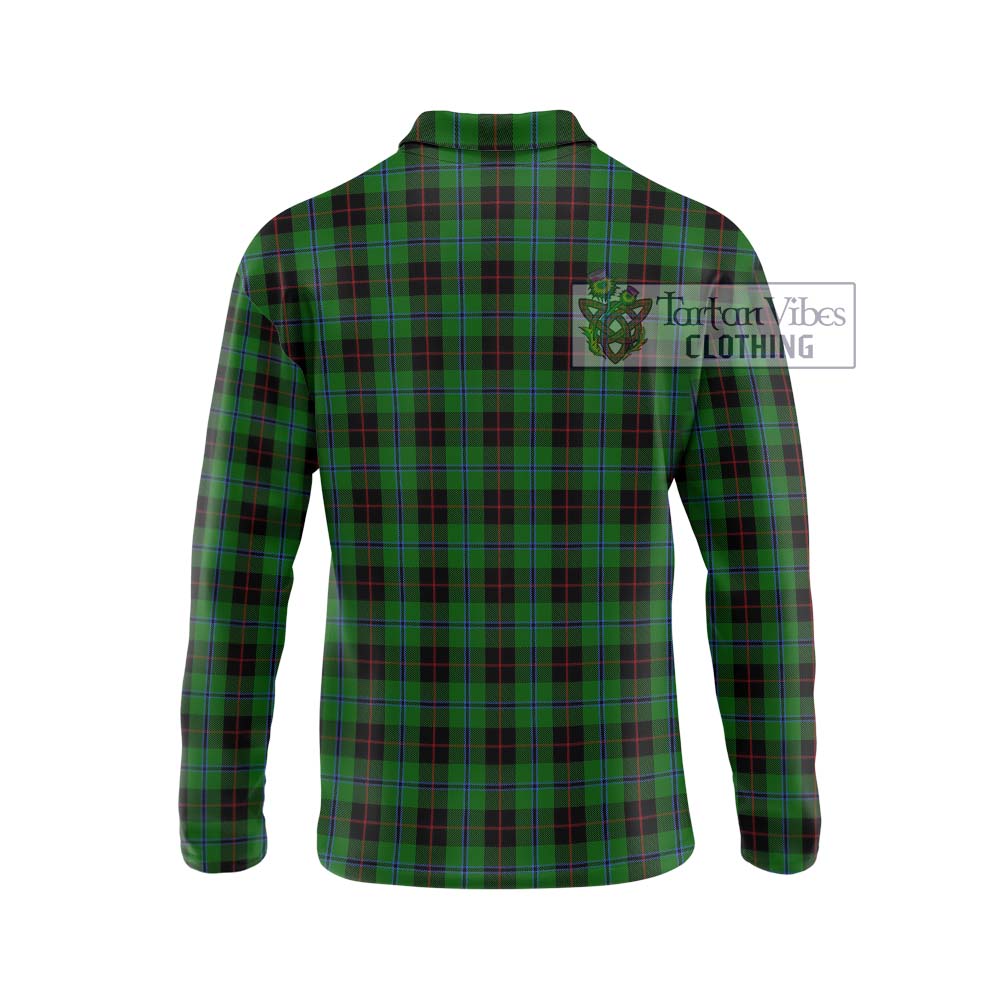 Douglas Black Tartan Long Sleeve Polo Shirt with Family Crest DNA In Me Style - Tartanvibesclothing Shop