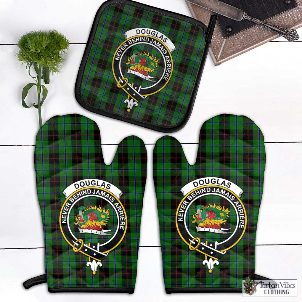 Douglas Black Tartan Combo Oven Mitt & Pot-Holder with Family Crest Combo 1 Oven Mitt & 1 Pot-Holder Black - Tartan Vibes Clothing