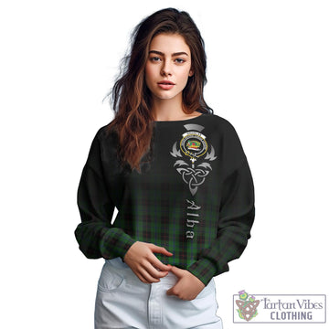 Douglas Black Tartan Sweatshirt Featuring Alba Gu Brath Family Crest Celtic Inspired