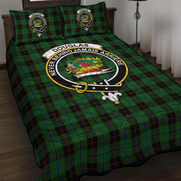 Douglas Black Tartan Quilt Bed Set with Family Crest