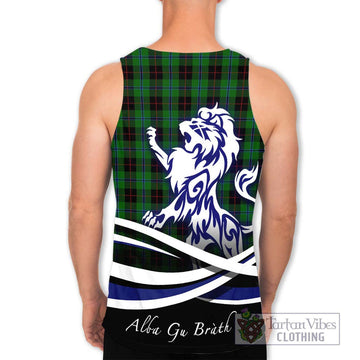 Douglas Black Tartan Men's Tank Top with Alba Gu Brath Regal Lion Emblem