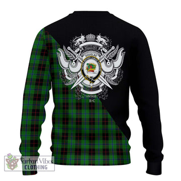 Douglas Black Tartan Ugly Sweater with Family Crest and Military Logo Style