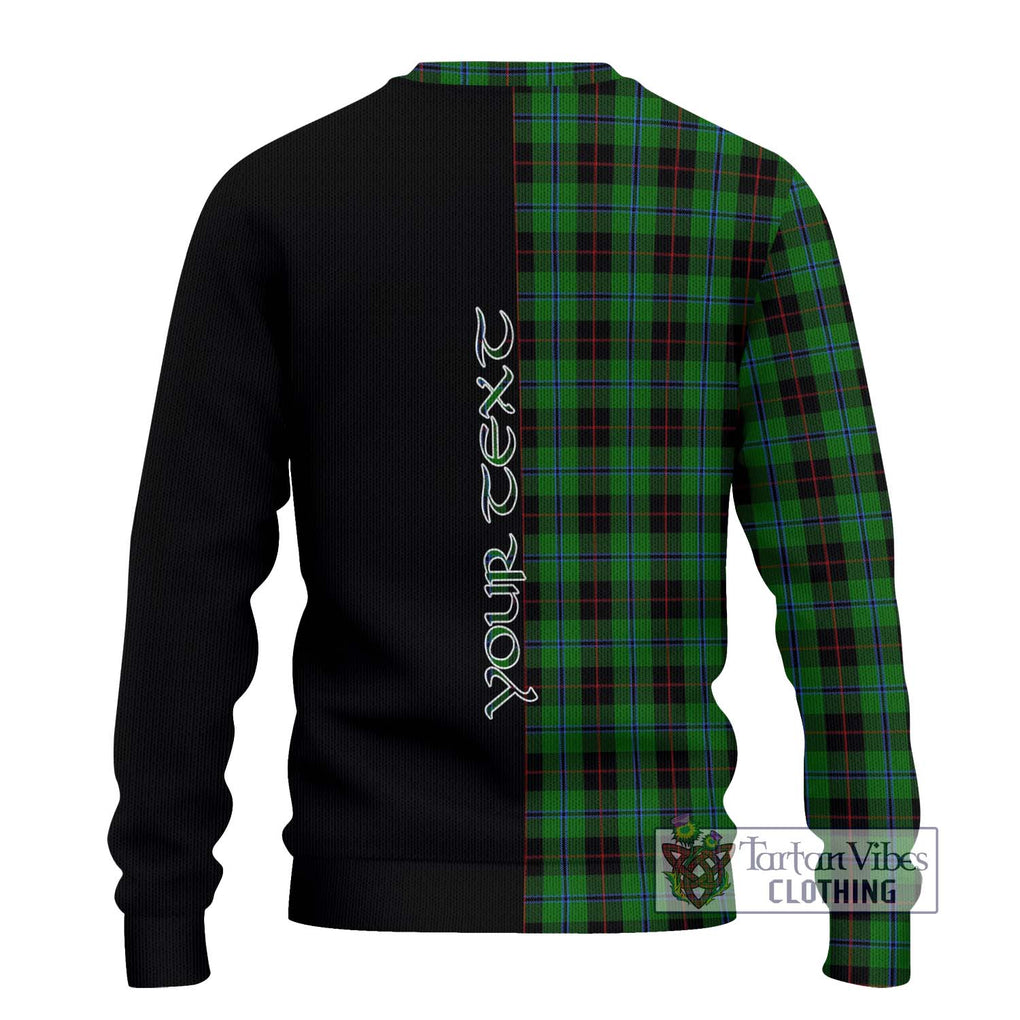 Douglas Black Tartan Knitted Sweater with Family Crest and Half Of Me Style - Tartanvibesclothing Shop