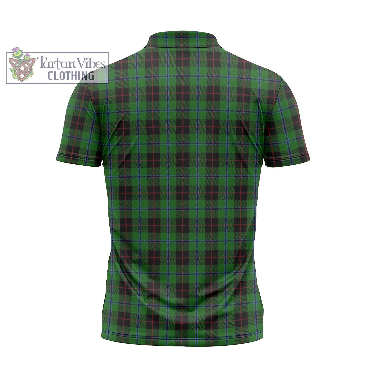 Tartan Vibes Clothing Douglas Black Tartan Zipper Polo Shirt with Family Crest