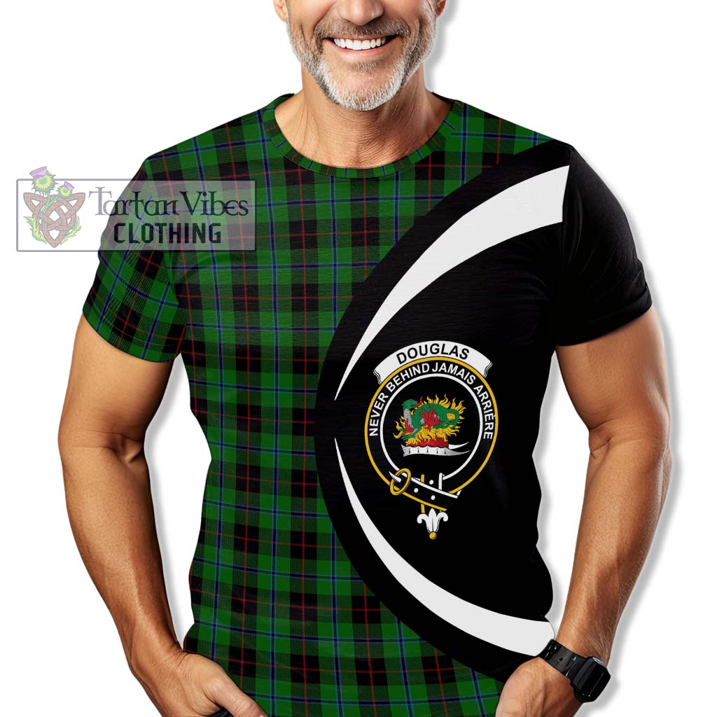 Tartan Vibes Clothing Douglas Black Tartan T-Shirt with Family Crest Circle Style